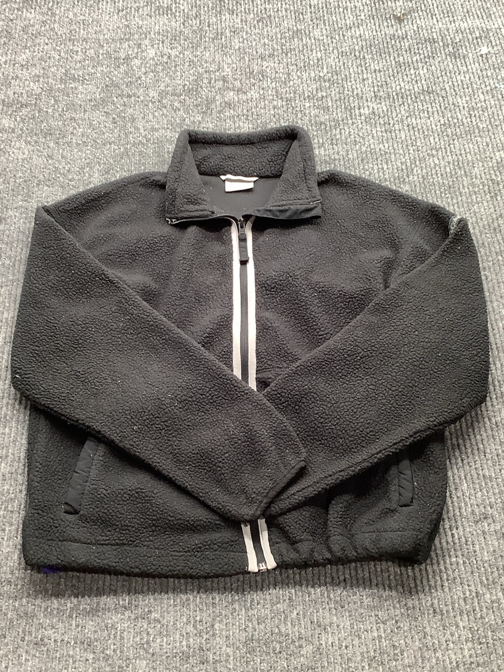 Columbia Black Sherpa Fleece Zip Jacket with White Trim